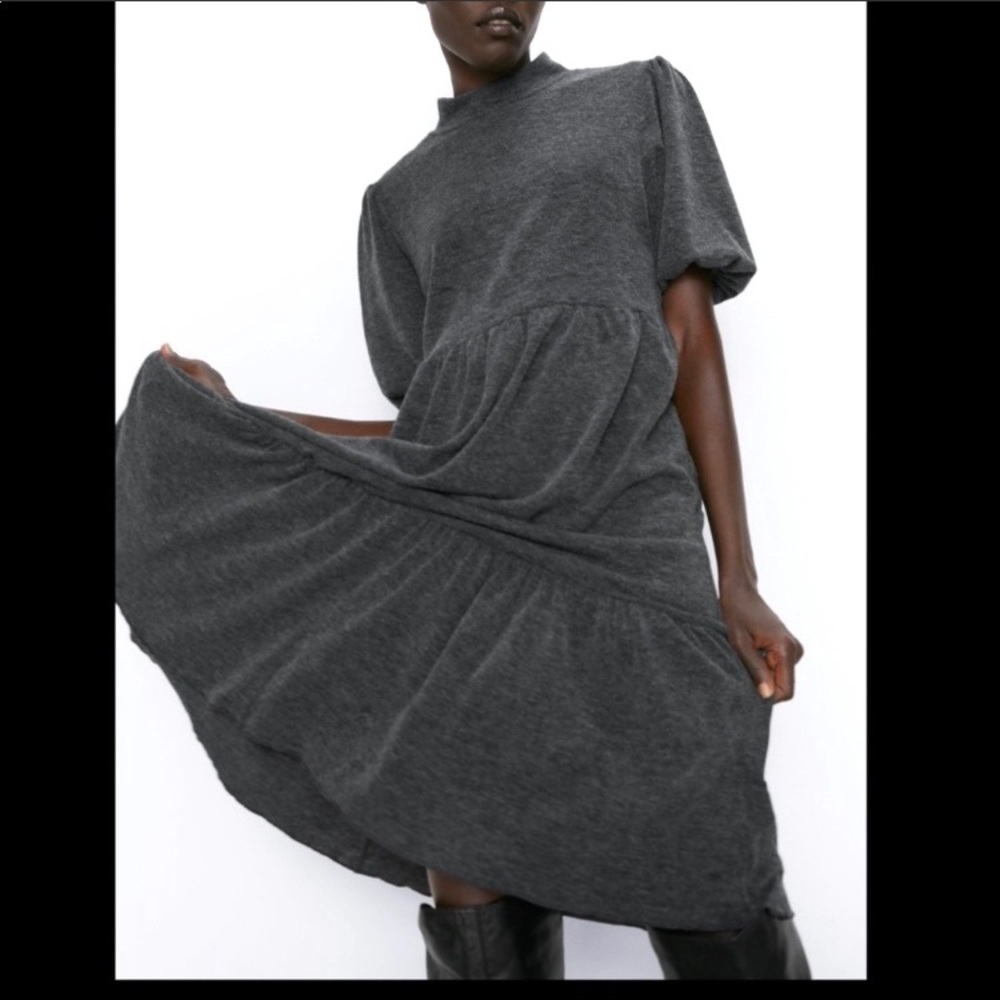 NWT Zara Soft Touch Midi Dress With Ruffles  never worn